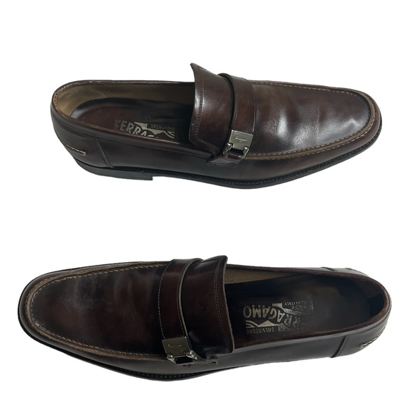 Rare Salvatore Ferragamo Florence Brown Leather Loafers - Italy size 9 - Picture 14 of 15